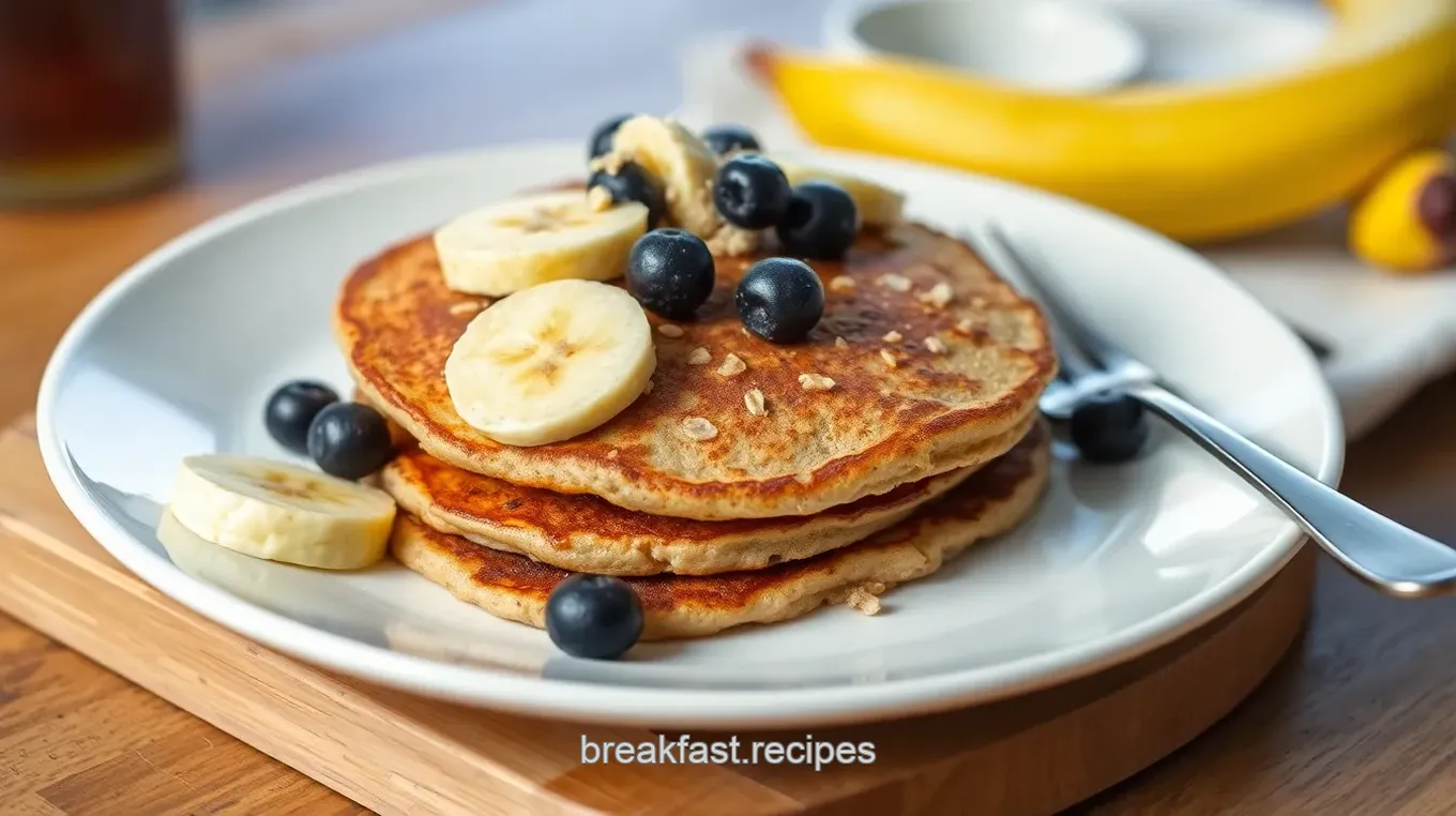 Fluffy Banana Oat Pancakes - Healthy Breakfast