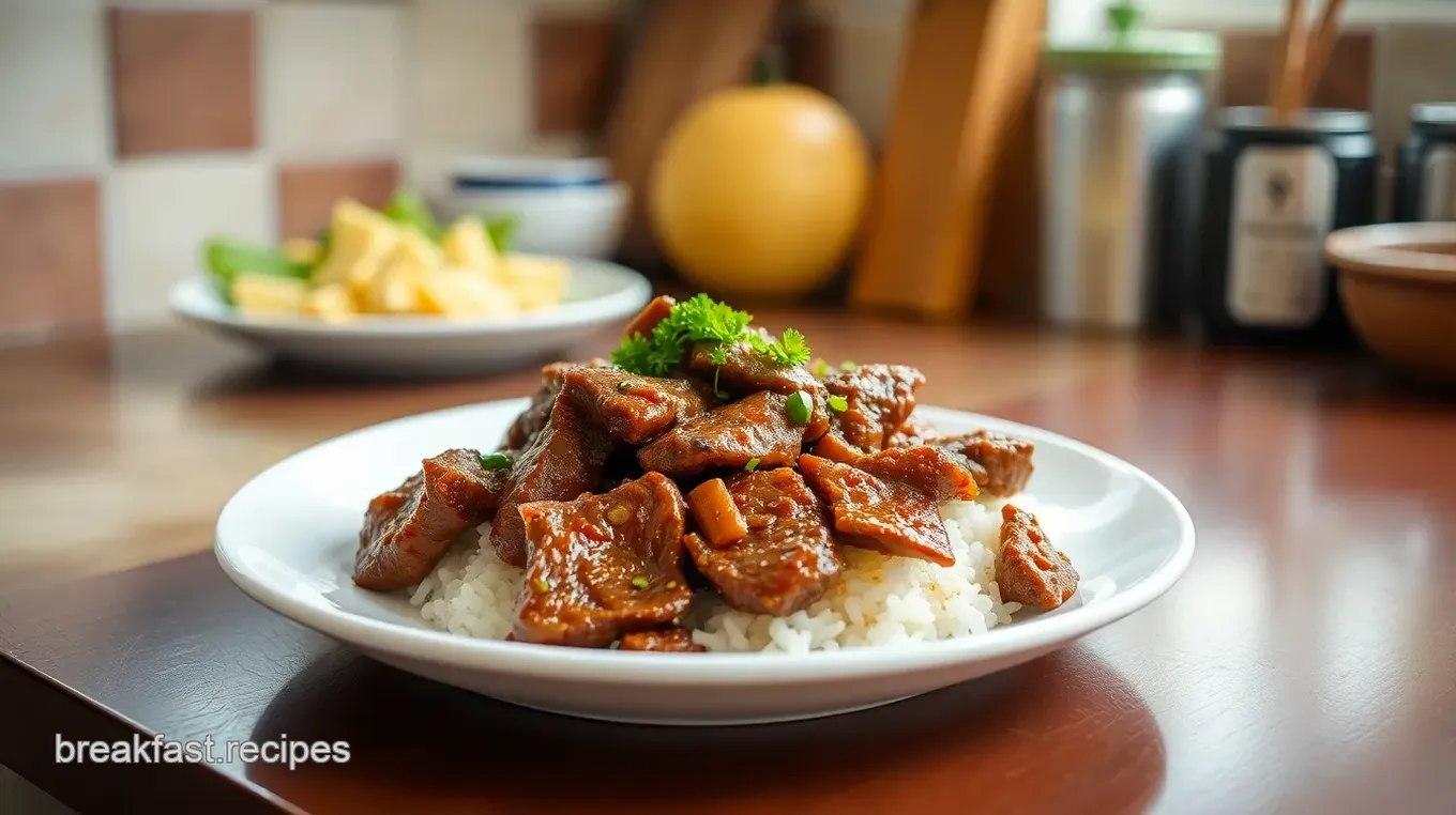 Tapsilog: Filipino Garlic Rice & Beef Tapa