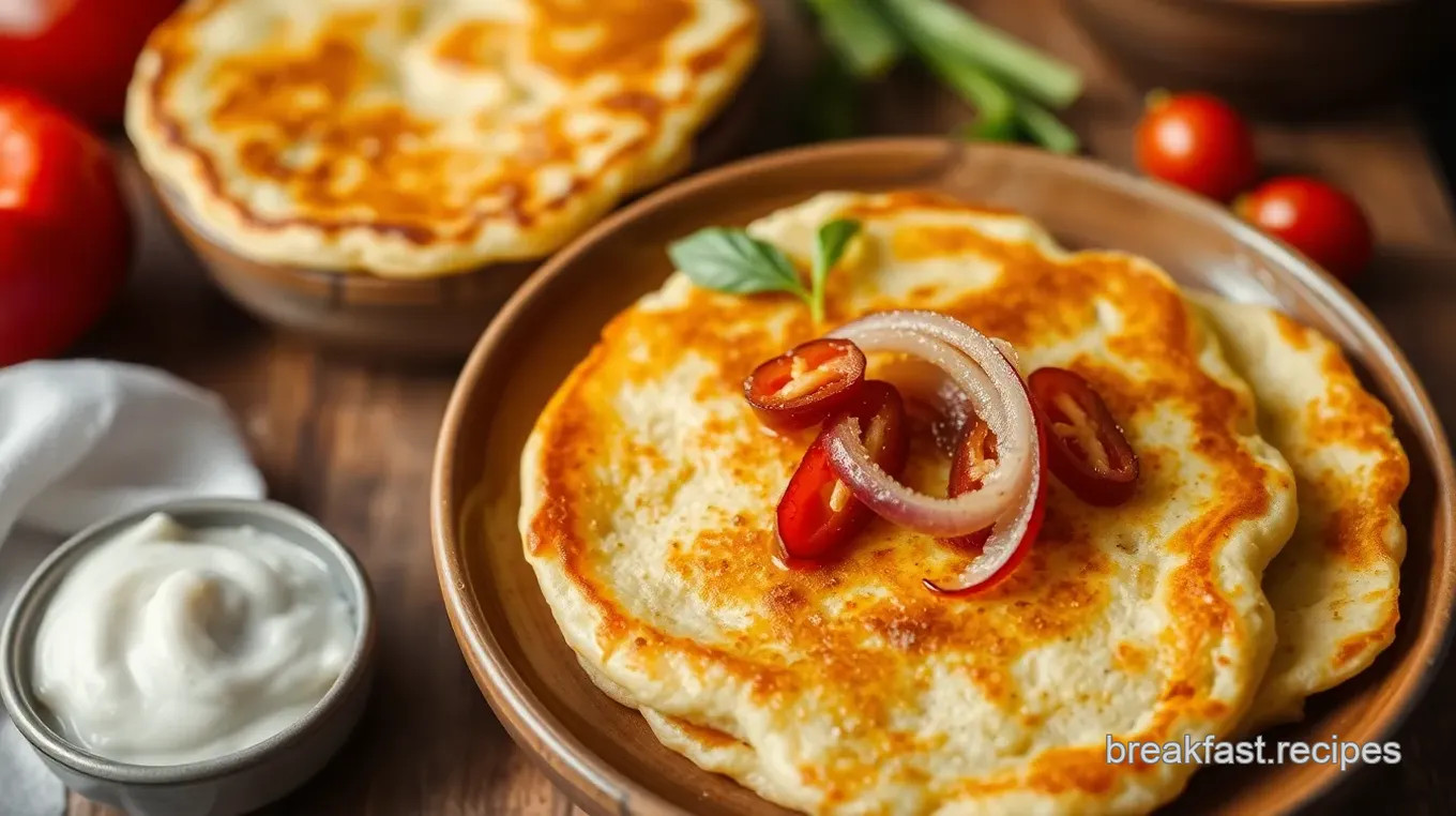 Fry Starch Pancakes with Pepper & Onion