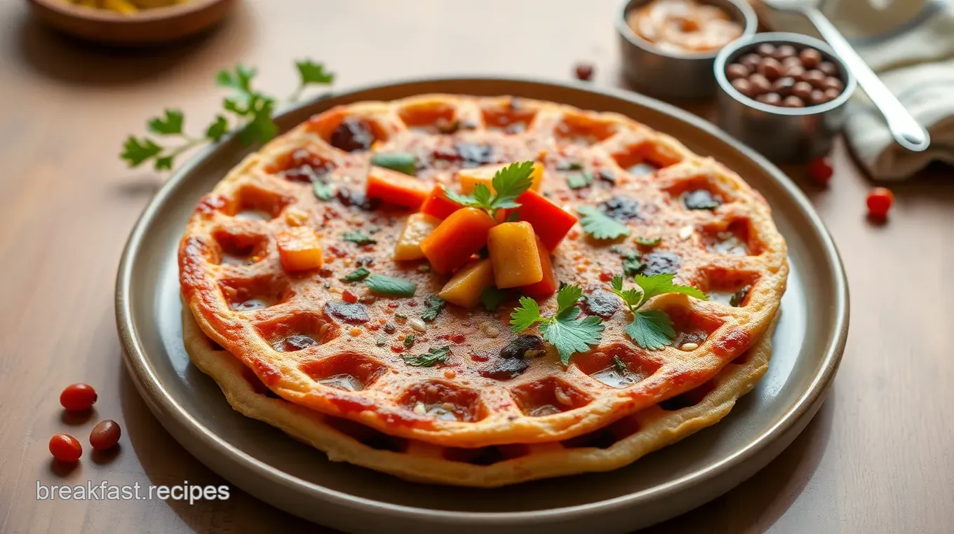 Waffle-Cooked Uttapam with Veggies Delight