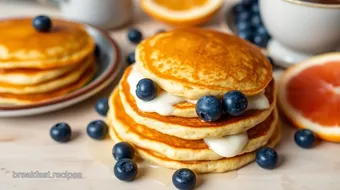 Golden Buttermilk Pancakes with Blueberries