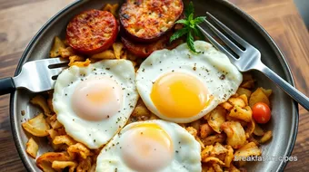 Griddled Breakfast Eggs & Crispy Hash Browns