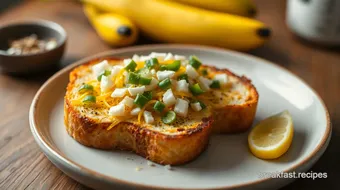 Toast with Saffron, Green & White Toppings