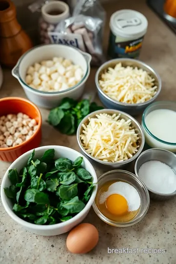 Cheesy Spinach and Egg Crescent Roll Breakfast Bake ingredients