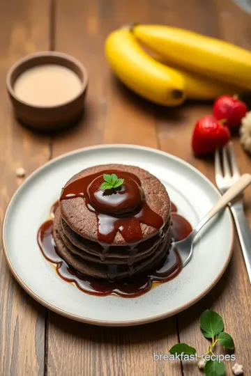 Chocolate Pancakes with Chocolate Sauce presentation