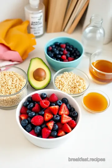 Quinoa Breakfast Bowl with Avocado and Berries ingredients