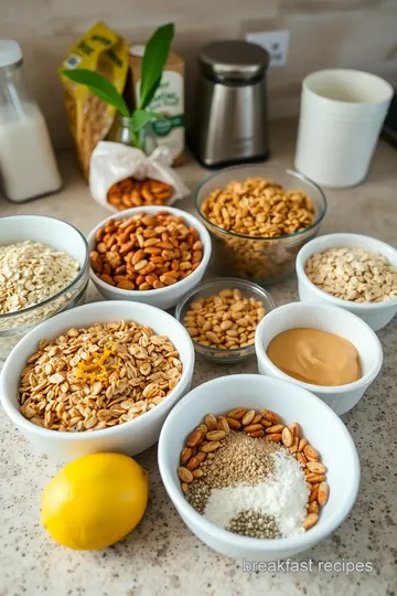 Crispy Lemon Peanut Butter Granola ingredients