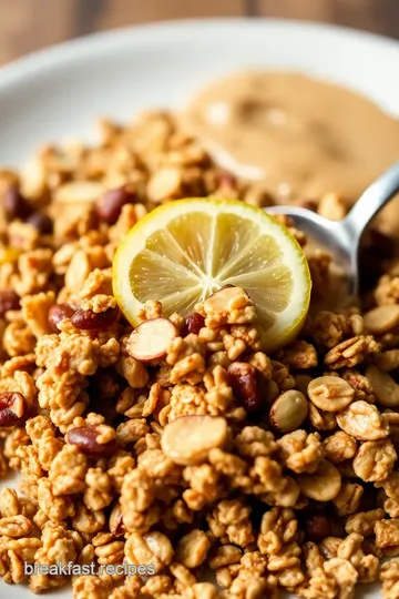 Crispy Lemon Peanut Butter Granola presentation