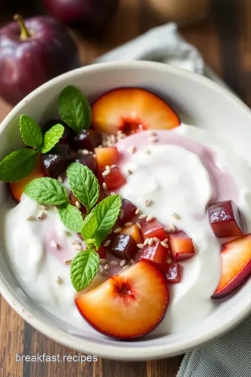 Delicious Pluot & Poppy Yogurt Bowl presentation