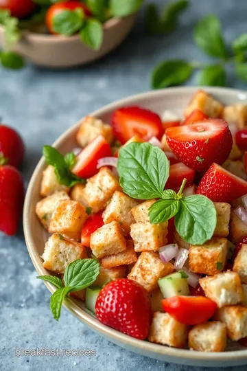 Delicious Strawberry Panzanella Salad presentation