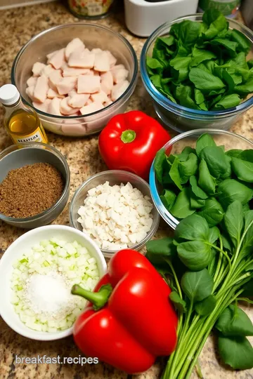 Savory Chicken and Spinach Breakfast Hash ingredients