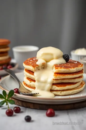 Fluffy Pancakes with Vanilla Pudding Layers presentation