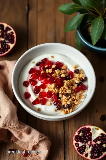 Pomegranate Yogurt Bowl with Crunchy Toppings presentation