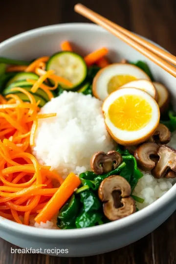 Korean Breakfast Bowl (Bibimbap) presentation