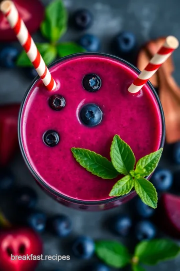 Refreshing Blueberry Beetroot Ginger Smoothie presentation