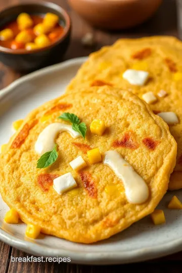 Savory Millet Pancakes with Corn and Cheese presentation