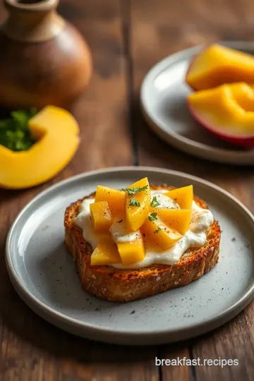 Toasted Bread Delight with Cheese and Mango presentation