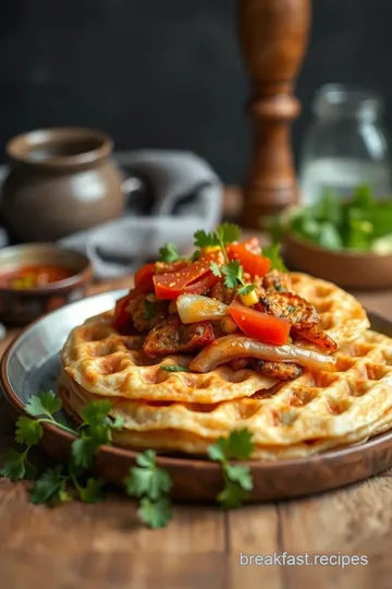 Waffle-Cooked Uttapam with Veggies Delight presentation